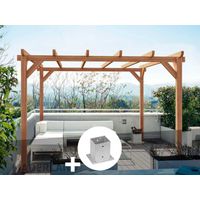 Pergola en bois lamellé-collé Villeurbanne 600 x 400 cm + 6 supports poteaux - Maderland