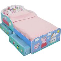 Lit Peppa Pig Famille et personnages avec deux tiroirs rangement 140x70 cm