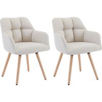 Lot de 2 chaises avec accoudoirs - Tissu et bois de hêtre - Beige - PEGA de Pascal MORABITO