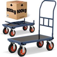 Chariot d'atelier 90x50cm – Charge maximale 640 kg – Hauteur 113 cm – Cadre métal revêtu – Roues pivotantes pour manœuvrabilité