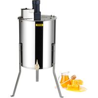 VEVOR Extracteur de Miel Electrique 4/8 Cadres Centrifugeuse Separateur Miel 140 W Inox avec Couvercle Taille du Nid deAbeilles Adaptee Profond 48x23 cm Moyen 48x16 cm Hauteur Reglable pour Apiculture