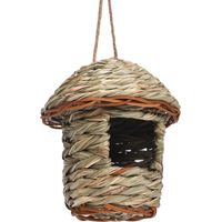 Handgewebtes Vogelnest aus Naturgras für Kolibris – Gemütliches Hänge-Vogelhaus aus Rattan für Garten, Dekoration und Vogelzucht