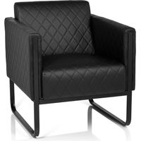 Fauteuil lounge ARUBA BLACK châssis noir simili cuir 1 place noir hjh OFFICE