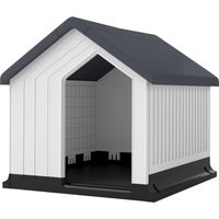 Casetta per cani piccoli e mini impermeabile plastica con finestra grigio 62x61x60 cm