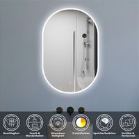LED Badezimmer Spiegel mit Beleuchtung Badspiegel mit Beschlagfrei 3 Lichtfarbe Dimmbar Speicherfunktion CE IP44 60x100cm