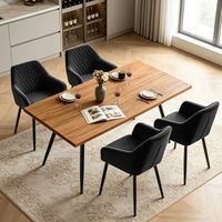 AINPECCA Dining Table and 4 Dining Chairs Set Dining Room Chair Kitchen Home Office(Oak Effect table+4 Black velvet chairs)