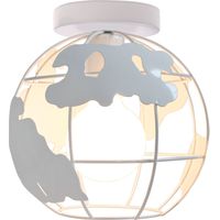 Modern Ceiling Light Metal Earth Shade Ceiling Lamp with Lampshade Creative Globe Chandelier for Bedroom Kitchen Hall Lounge, 1X White