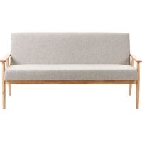 Canapé en Tissu Polyester 3 Places Rembourré Structure en Bois Gris et Marron Clair Esrum