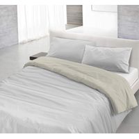 Italian Bed Linen Parure Copri Piumino Natural Color, Grigio Chiaro/Panna, Una Piazza e Mezza