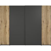 Esteban armoire de rangement 2 portes classiques, 2 portes coulissantes anthracite.