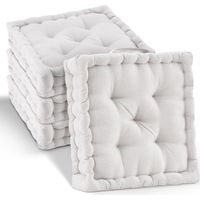 Lot de 4 coussins de sol Coussin d'assise Mila, 40x40cm, naturel