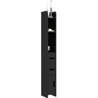 Colonna Bagno con Mensole e Armadietti, Mobile Alto Salvaspazio in Legno 15x17x120cm, Nero