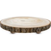 Blumenhocker aus Baumscheibe mit Rinde - Ø 25 cm - Holz Deko Pflanzenteller rund natur auf 3 Füßen