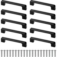 10 Pieces Cabinet Handles Black With Screw For Kitchen Cupboard Wardrobe Hole Centre 96mm