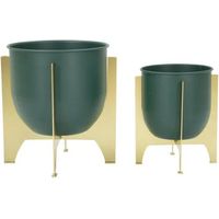 Macetas cubiertas mauro ferretti metal verde oro 24 5 cm 19 cm