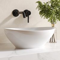 Deervalley – Vasque à poser ovale en céramique blanche 40 x 33 x 14,5 cm – Résistante aux rayures et taches – Pour salle de bain moderne