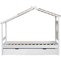 Lit cabane + lit tiroir bois blanc 90x190cm