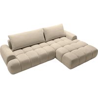 Canapé d'angle droit convertible en tissu chenille taupe FARNETA