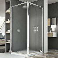 Mampara de ducha 2 hojas abatibles vidrio impreso h 185 mod. Sintesi Duo 2 Hojas 80x100 ap. 100 cm rectangular