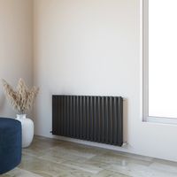 Acezanble 600x1180mm Single Black Horizontal Oval Column Central Heating Designer Radiator