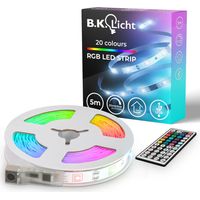B.K.Licht I 5m ruban led interieur Bande LED USB I Bande lumineuse I Bande LED RGB I Bande à changement de couleur I Guirlande lumineuse colorée I Bande télécommandée I Bande lumineuse autocollante