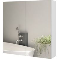 Armadietto a Specchio a 3 Ripiani Interni Regolabili, e Vetro, 60x15x60 cm, Bianco