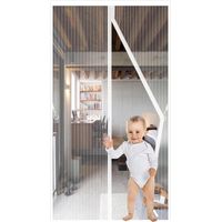 Magnétique Moustiquaire Porte,90x210cm, Rideau de Porte Anti Mouche Fermeture Automatique Anti Insectes Respirant Moustiquaire pour Portes de balcon, Salon, Montage par Sans Perçage,Blanc