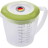 Westmark Caraffa graduata con paraschizzi, coperchio e beccuccio, Plastica, Capacità: 1,4 litri, Helena, Trasparente/Verde, 3105227A