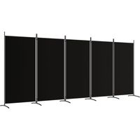 Paravent séparateur de pièce cloison 5 panneaux 433 x 180 cm en tissu noir et fer DEC031019