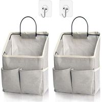 pair Confezione da 2 borse portaoggetti da parete, organizer da parete con tasche, cestino portaoggetti sospeso per dormitorio, bagno, camera da letto (grigio migliorato)