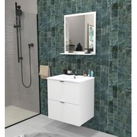Waschbeckenunterschrank mit 2 Schubladen MALAGA 60 cm + Waschbecken / Weiss/