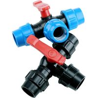 RHG Raccord de tuyau en polyéthylène à 3 voies - Raccord rapide avec valve - 32 mm