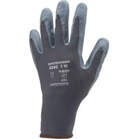 Lote de 10 pares de guantes de manipulación poliéster gris - palma de nitrilo gris espuma Talla 8