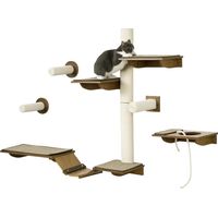 Ensemble d’escaliers pour chats, 8 pièces, jusqu’à 8 kg, brun/blanc crème, mur d’escalade, robuste