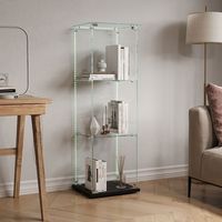 Glasvitrine - TANANT - Schwarz - 3 Regale - LED-Beleuchtung - Sicherheitsschloss