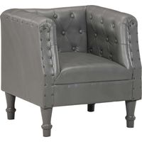 Fauteuil Chaise de Salon - Fauteuil design Gris Cuir véritable Chic-585672