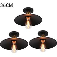 Pendelleuchte Industriell Vintage Hängelampe mit Ø36cm Lampenschirm Kronleuchter Art Edison Lampe E27 für Loft Wohnzimmer Esszimmer Schwarz 3PCS