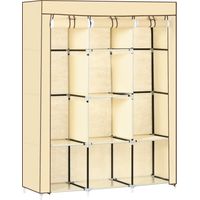 Armario de tela beige – Barras para colgar ropa y estantes de almacenamiento – Ligero y modular – Para dormitorio o vestidor