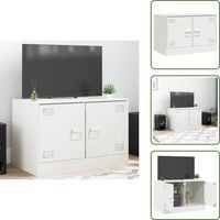 The Living Store Meuble TV blanc 67x39x44 cm acier - Meubles Tv - Meuble Tv - Buffet Tv - Banc Tv - Mobilier Salle Séjour