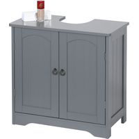 Relaxdays – Meuble sous vasque simple 60 x 60 x 30 cm – MDF gris avec 2 portes – Découpe pour siphon – Rangement optimisé salle de bain
