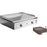 Plancha PLANET à gaz - CHEF 55 Lisse + Housse PLANET à gaz - 2 brûleurs - Inox 304 Alimentaire