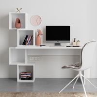 Decortie Balance Modern Desk With Shelves - White