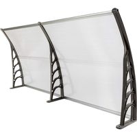 Auvent de Porte Aluminium Gris Auvent Marquise D'entrée Auvent de Porte D'entrée Résistante Toit Abri Contre La Pluie et UV Silver et Gray Transparent 200 x 100 x 25