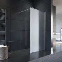 SONNI 140x200 cm Walk-In Dusche mit Stabilisator aus 8 mm Vollsatiniert Glas inkl. Nanobeschichtung