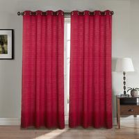 Rideaux double paire 140x260 cm Rouge - Effet lin - Occultant