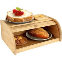 Boîte à pain en bambou, 40 x 27 x 16,5 cm, boîte à pain en bois avec couvercle enroulable, boîte à pain de comptoir, boîte à pain de cuisine