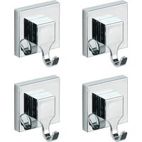 Lot de 4 Crochets porte serviettes muraux WENKO, Fixation Vaccum-Loc® sans perçage, repositionnable inclus, Charge jusqu'à 33kg, 6 x 7 x 5 cm, Argent