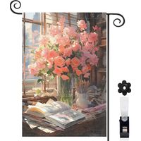 Drapeau de jardin Joyeuses saisons en toile de jute 30 x 45 cm lavable décoration extérieure