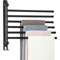 Porte-serviettes mural en acier inoxydable, porte-serviettes de bain pivotant à 180° avec bras pivotant à 6 bras