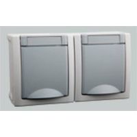 VIKO Interruttore per ambienti umidi Presa doppia Pacific Grigio 90591088-DE 1 pz.
